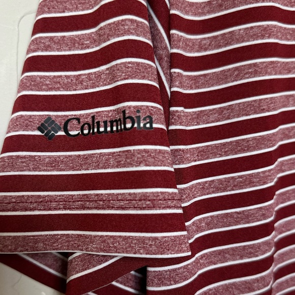 Men’s OU Sooners Columbia Brand Striped Red Golf Polo Dress Shirt | Size Large - Picture 5 of 5